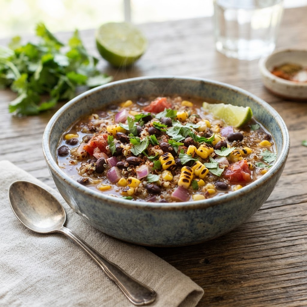 Zesty Quinoa & Corn No-Oil Taco Soup