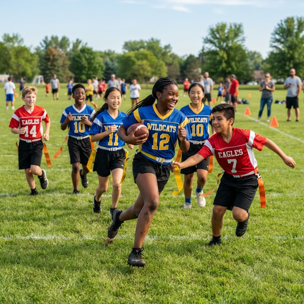 Rancho Cordova youth flag football program for kids ages 5-14