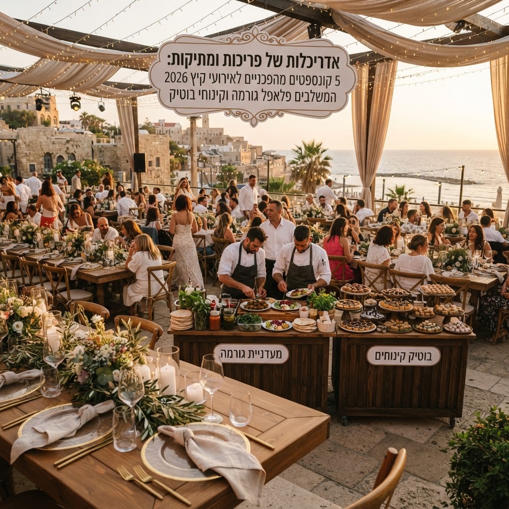 אדריכלות של פריכות ומתיקות: 5 קונספטים מהפכניים לאירועי קיץ 2026 המשלבים פלאפל גורמה וקינוחי בוטיק - תכנון אירועים | מֵהמֵה דוכני מזון