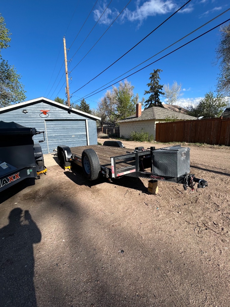 Car hauler trailer and dump trailer Precision Rentals Wellington CO