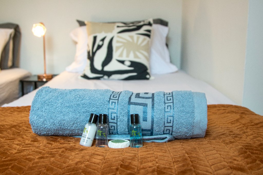 Bedroom with toiletries