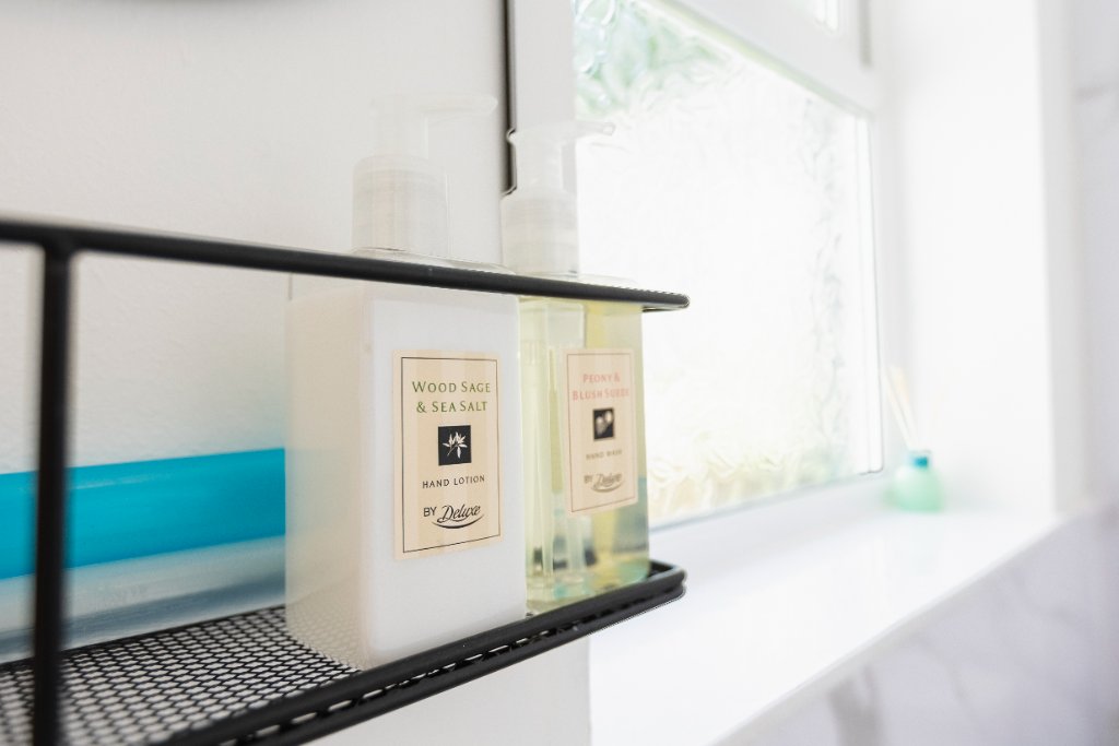 Luxury bathroom toiletries shelf