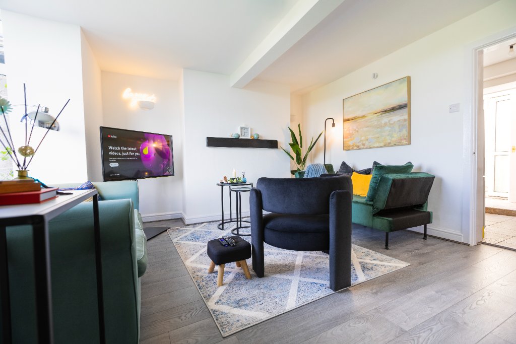 Living room full view with smart TV