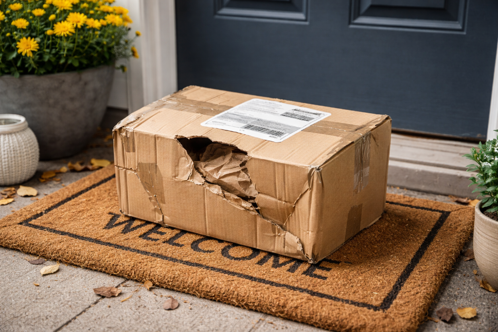 Damaged package at doorstep