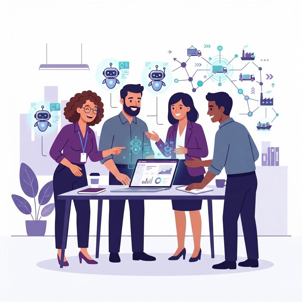Procurement team working with AI agents