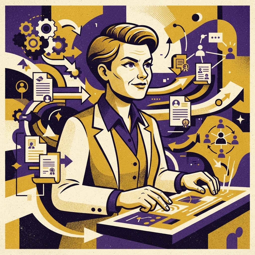 Cartoon illustration representing: Procurement’s Next Frontier: Moving from AI Pilots to Agentic Workflows