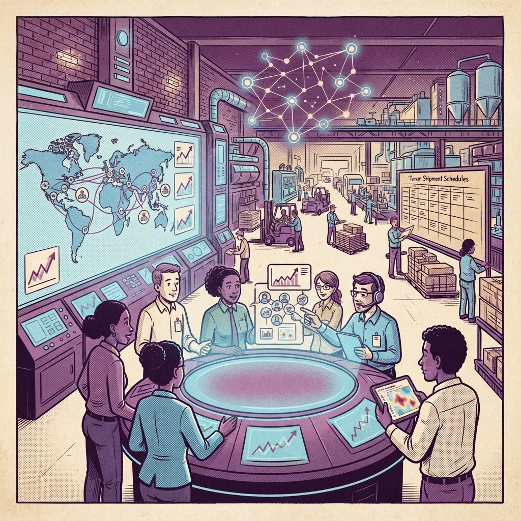 Cartoon illustration representing: AI Agents in Procurement