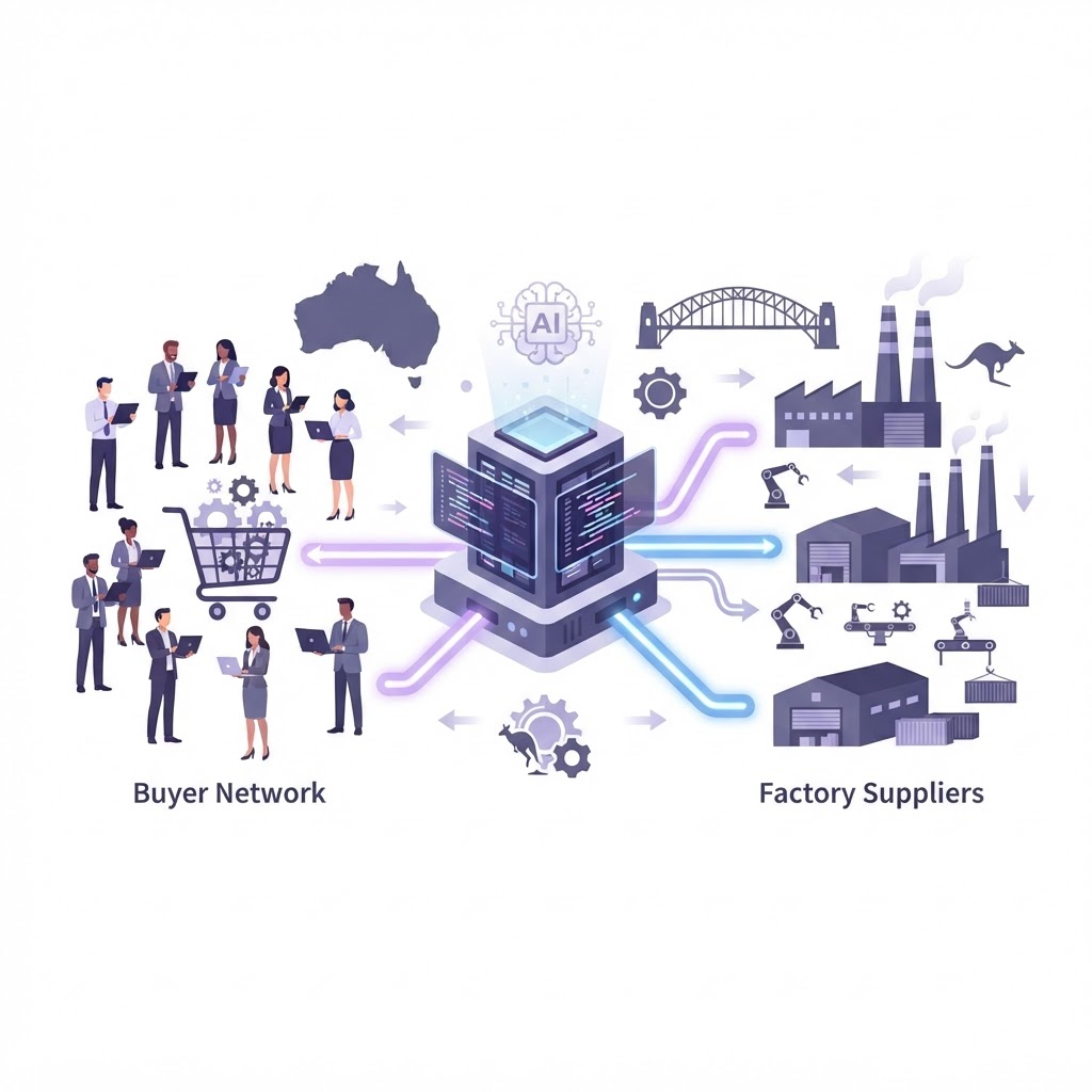 Buyers and suppliers connected through an AI hub