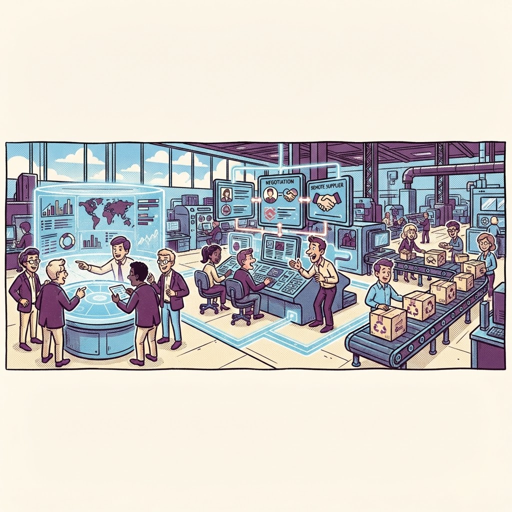 Cartoon illustration representing: How Agentic AI Powers Truly Autonomous Sourcing