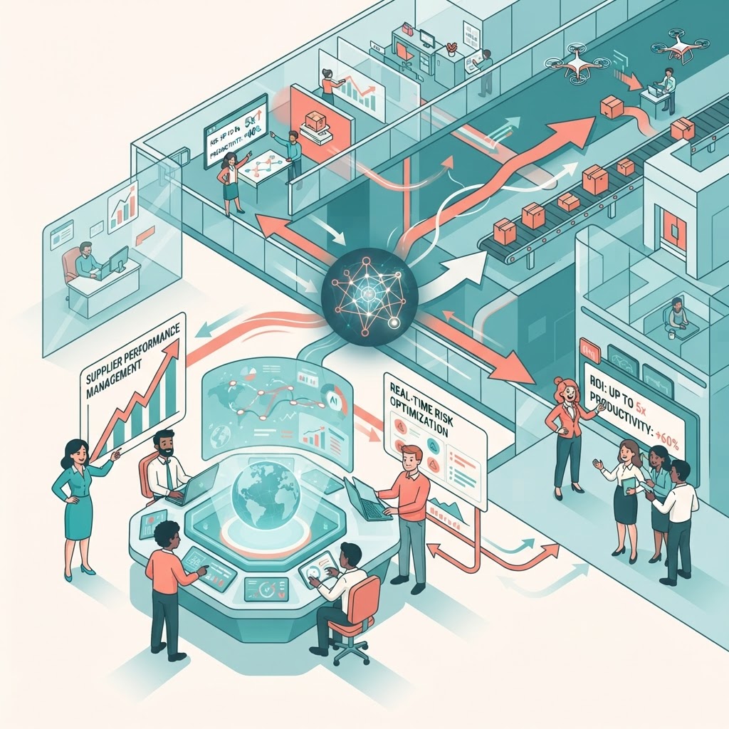 Cartoon illustration representing: Autonomous Procurement: Leading the Shift Toward Intelligent Decision Systems
