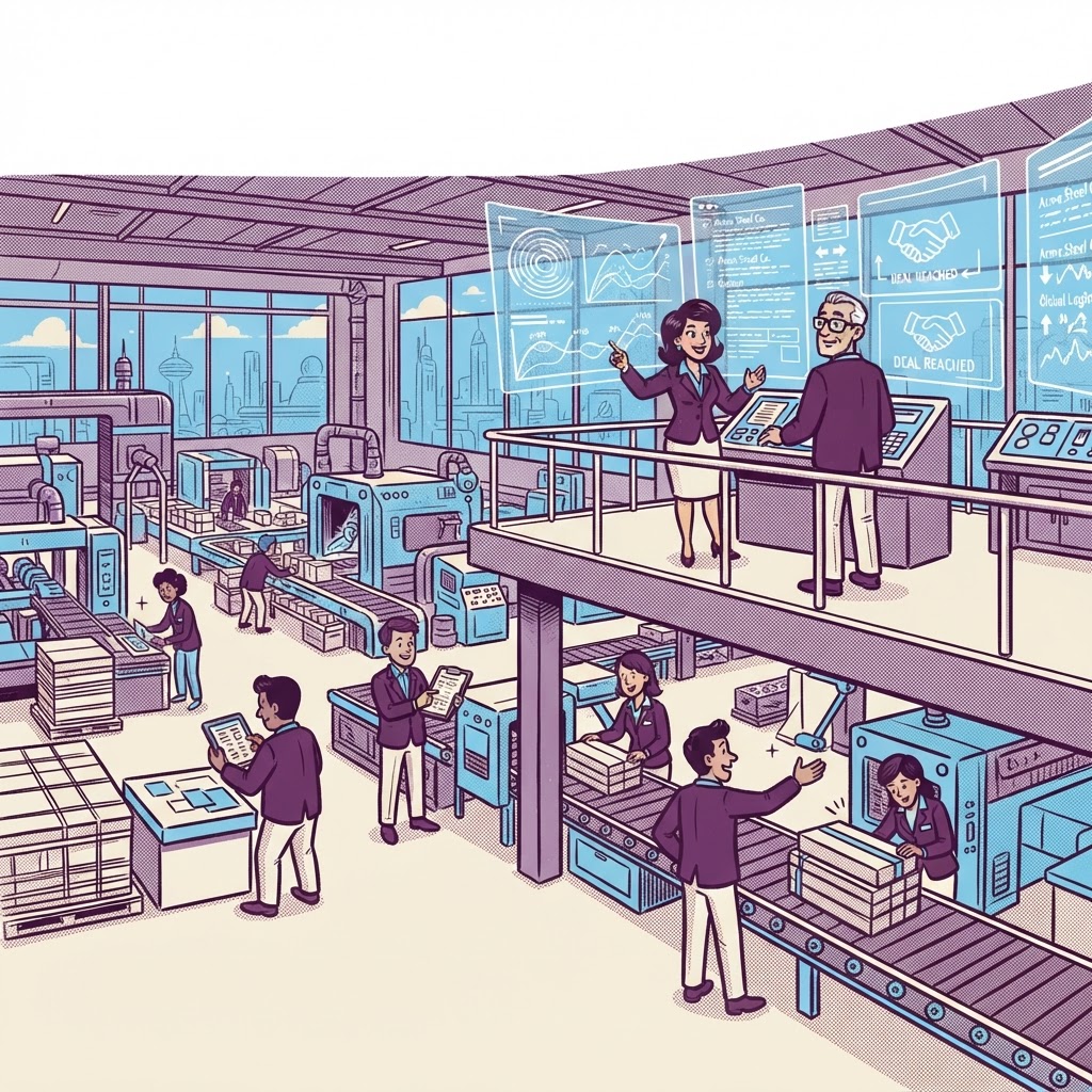Cartoon illustration representing: Procurement Teams Use AI to Reach Deals Humans Can't
