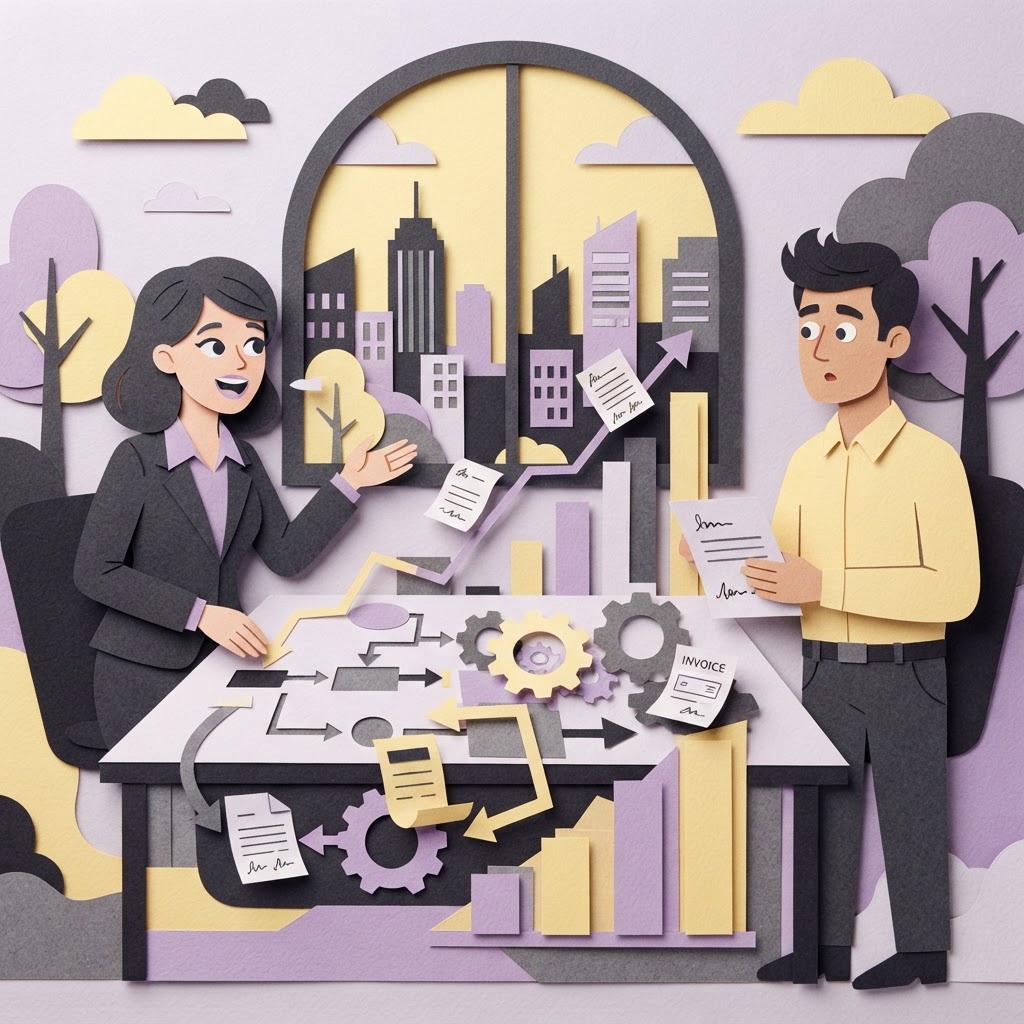 Cartoon illustration representing: How is AI Transforming Procurement in 2026?