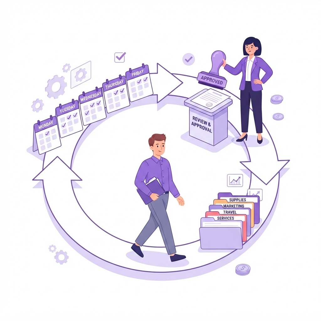 A continuous weekly sourcing cycle with a manager approving decisions