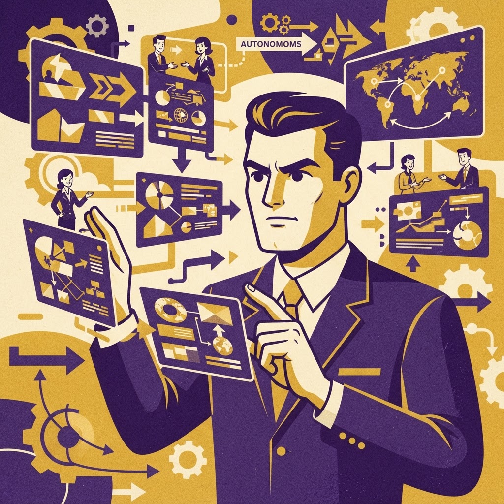 Cartoon illustration representing: Agentic AI: The Next Evolution of Procurement Transformation