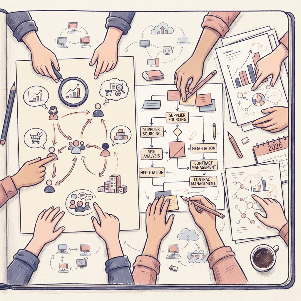 Cartoon illustration representing: Why 2026 Is the Year of AI Agents for Autonomous Procurement