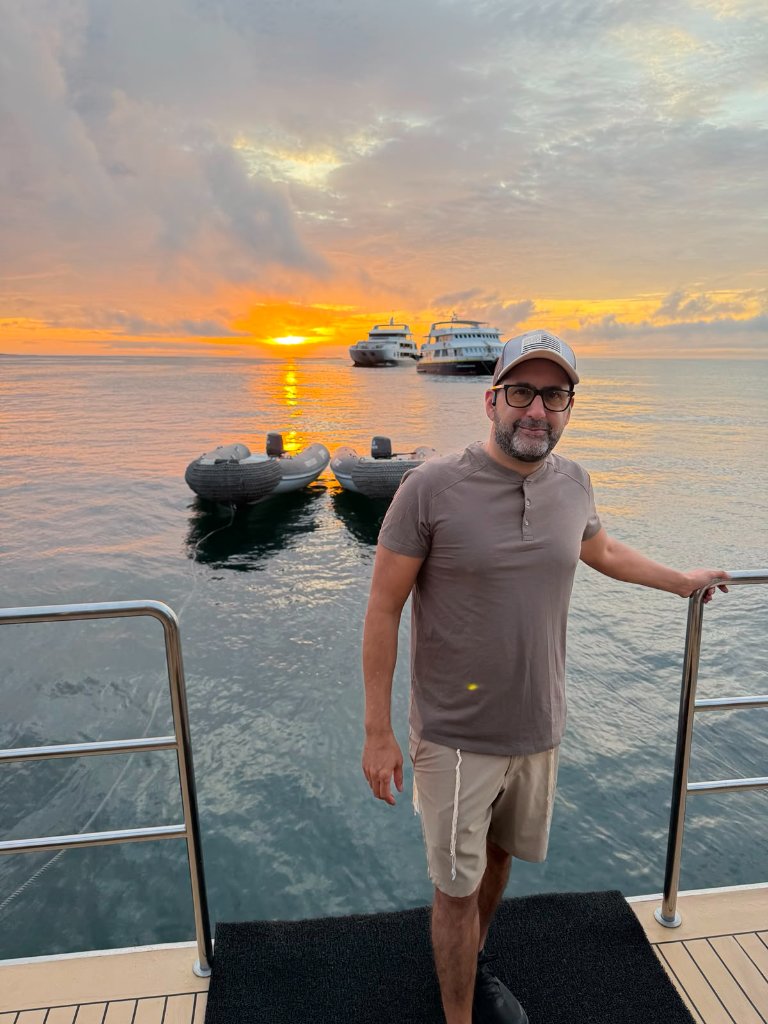 Galápagos travel and cruise planning at sunset