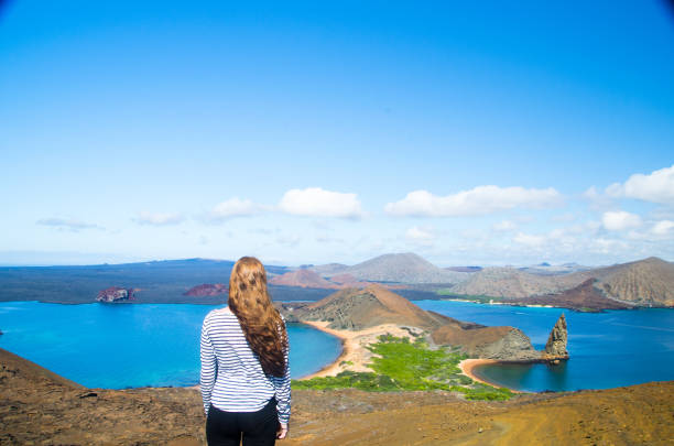Traveler overlooking Bartolomé Island