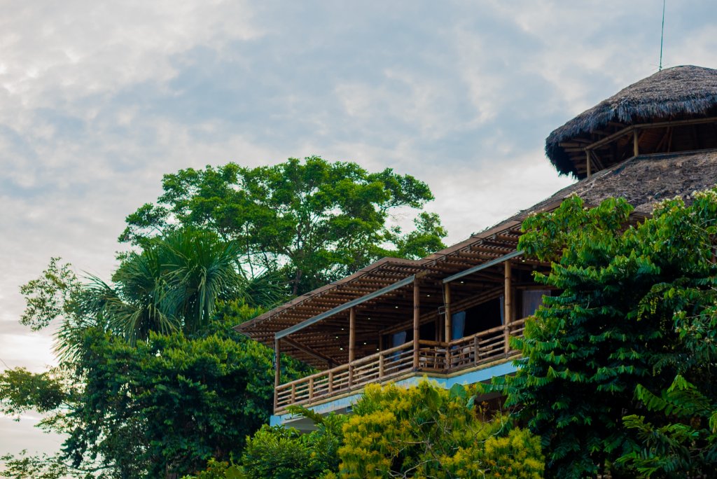 Exterior view of La Selva Eco-Lodge in the Ecuadorian Amazon