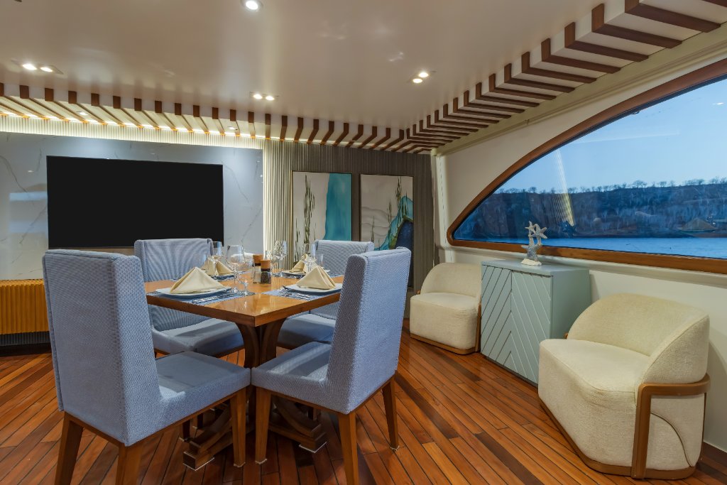 M/C Ocean Spray teak deck and stairway to upper deck