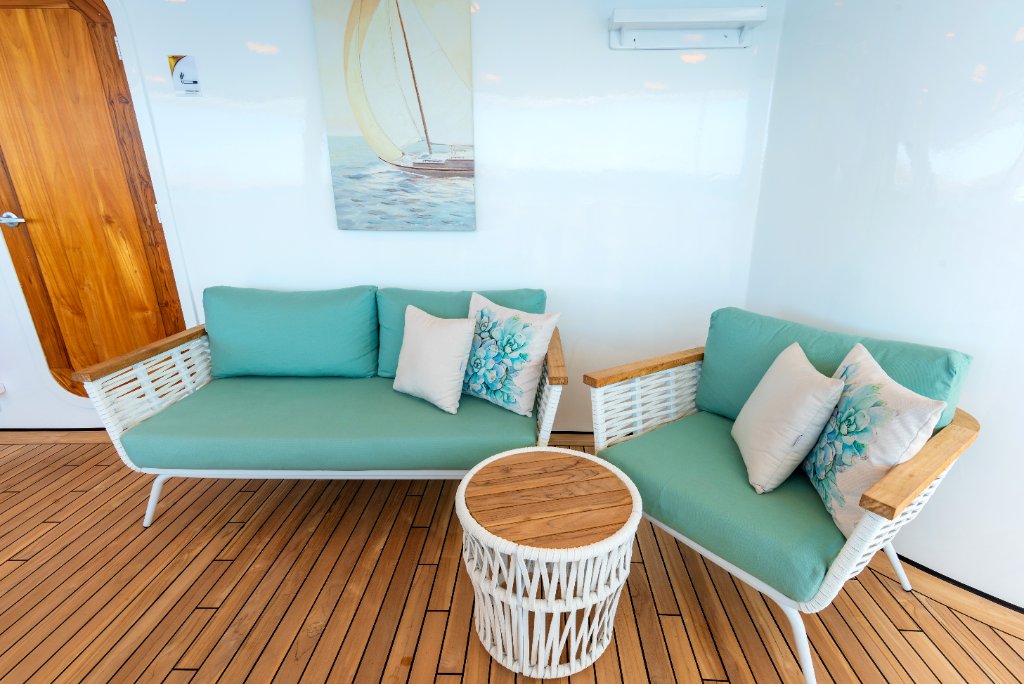 M/C Ocean Spray dining salon with artwork and sea view