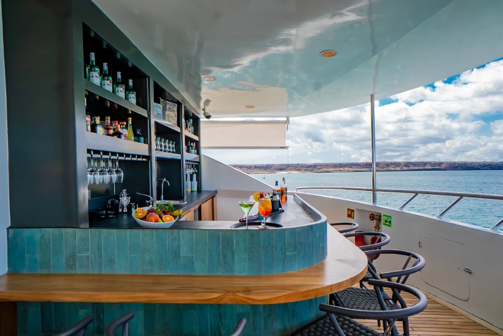 Open-air bar aboard M/C Endemic
