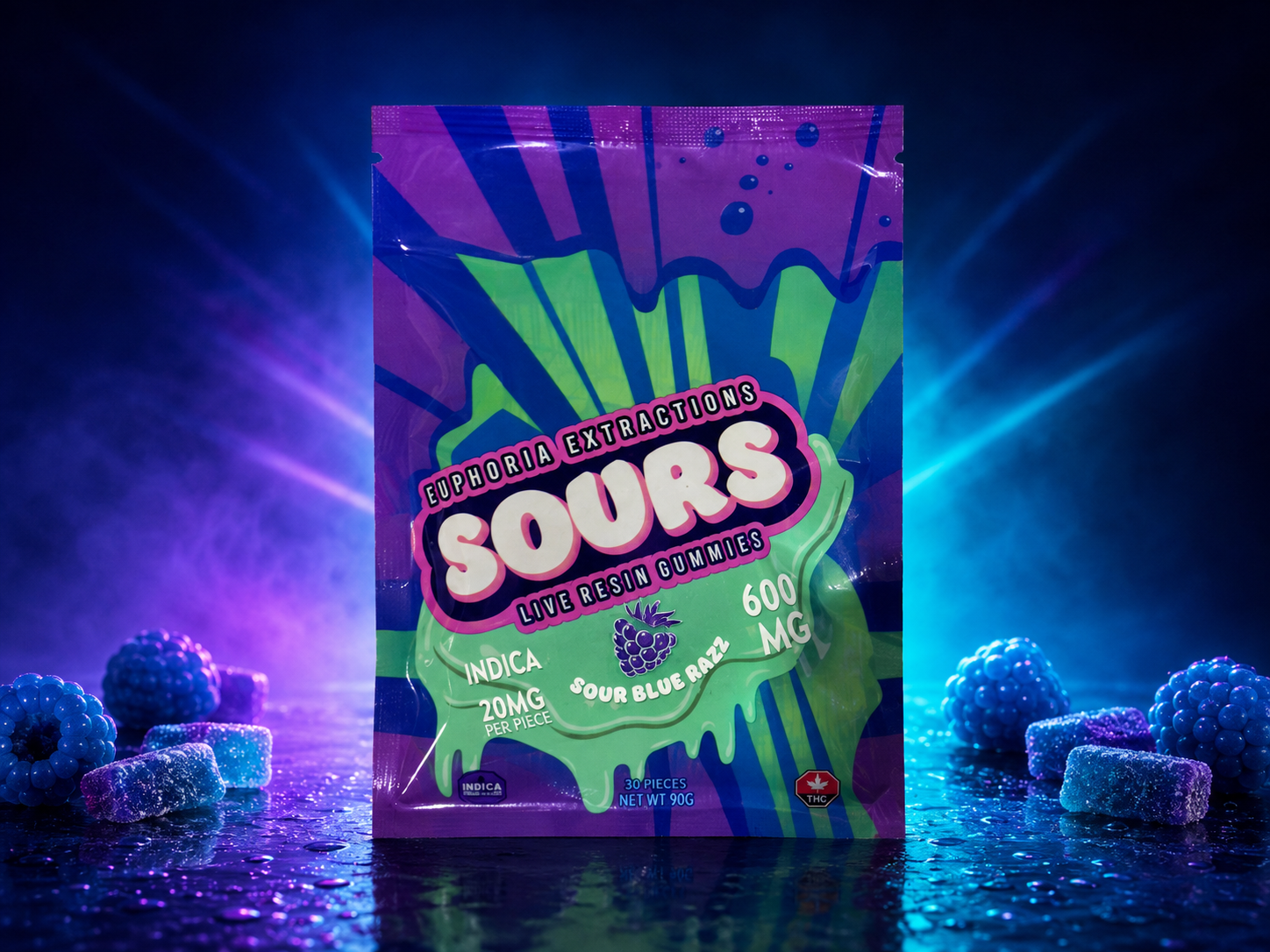 Sour Blue Razz Gummies (Euphoria Sours)