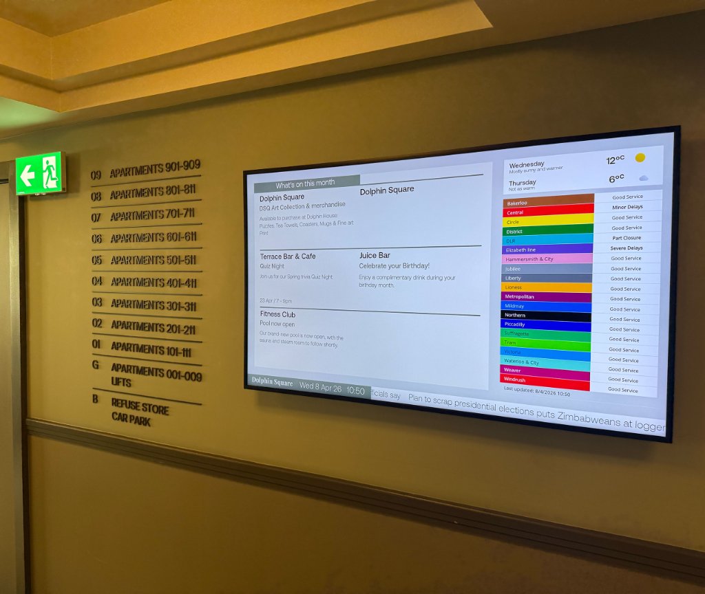 Digital signage display in a modern office
