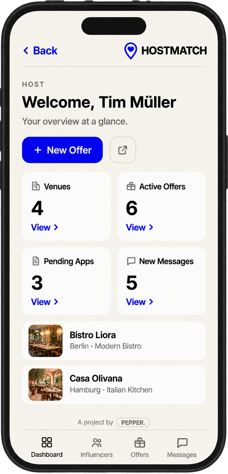 HostMatch Host-Dashboard