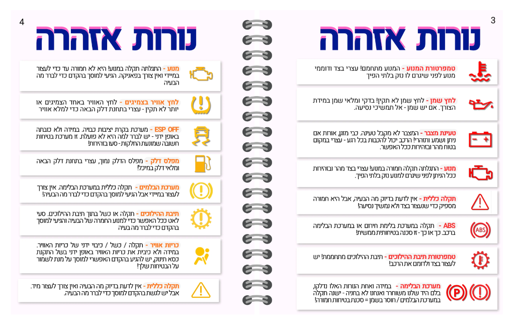 דוגמה מהמדריך — פרק נורות אזהרה
