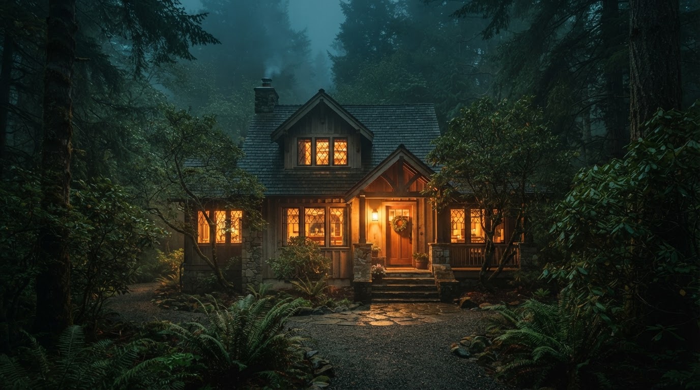 A welcoming home at dusk