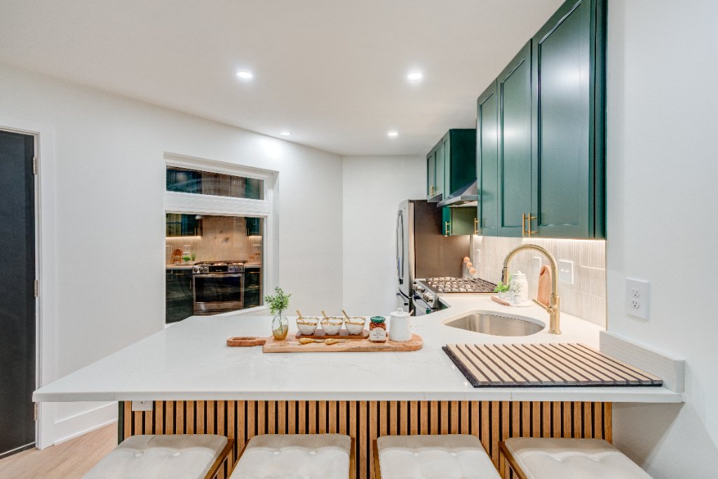Reconfigured kitchen layout by BC Property Development in Fishtown, Philadelphia