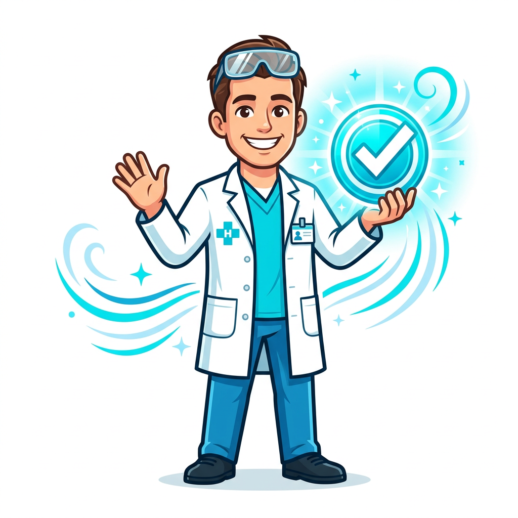 Surface Medic character holding a clean air shield — representing ActivePure Technology