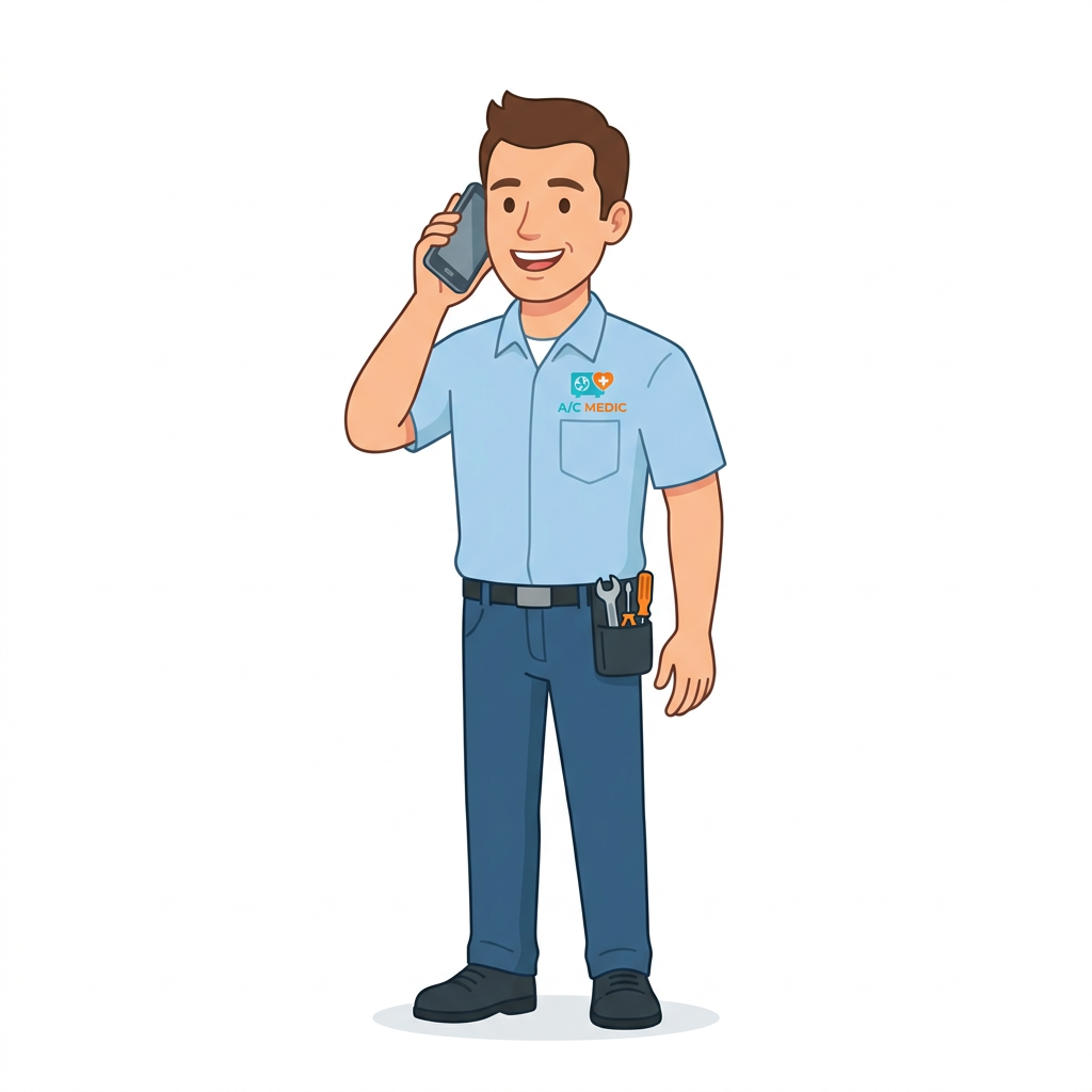 A/C Medic Vegas technician calling a customer to schedule service