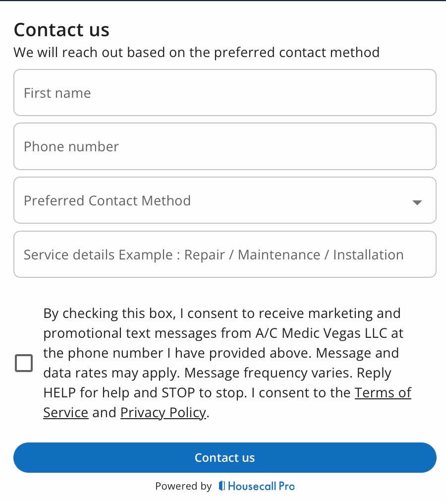 Contact us – fill out the quick form to get a free estimate from A/C Medic Vegas