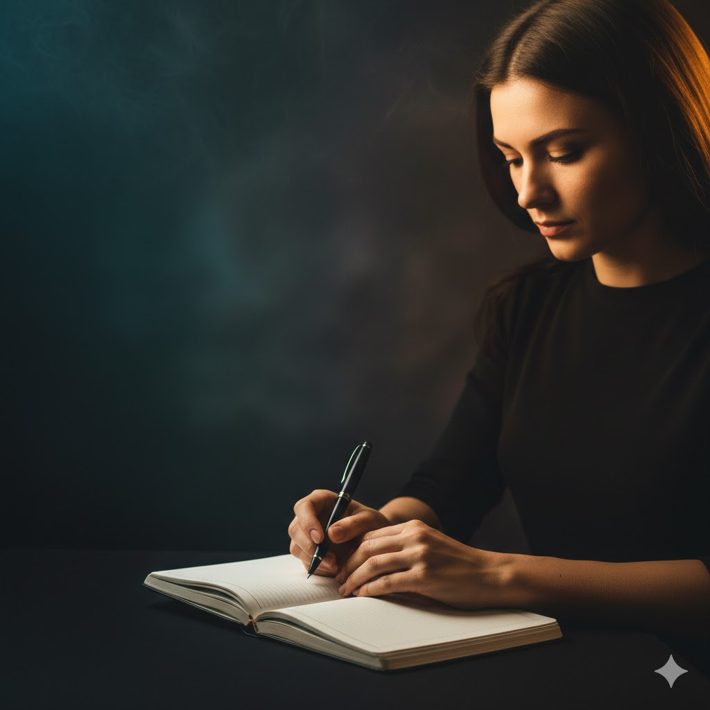 Woman writing in journal