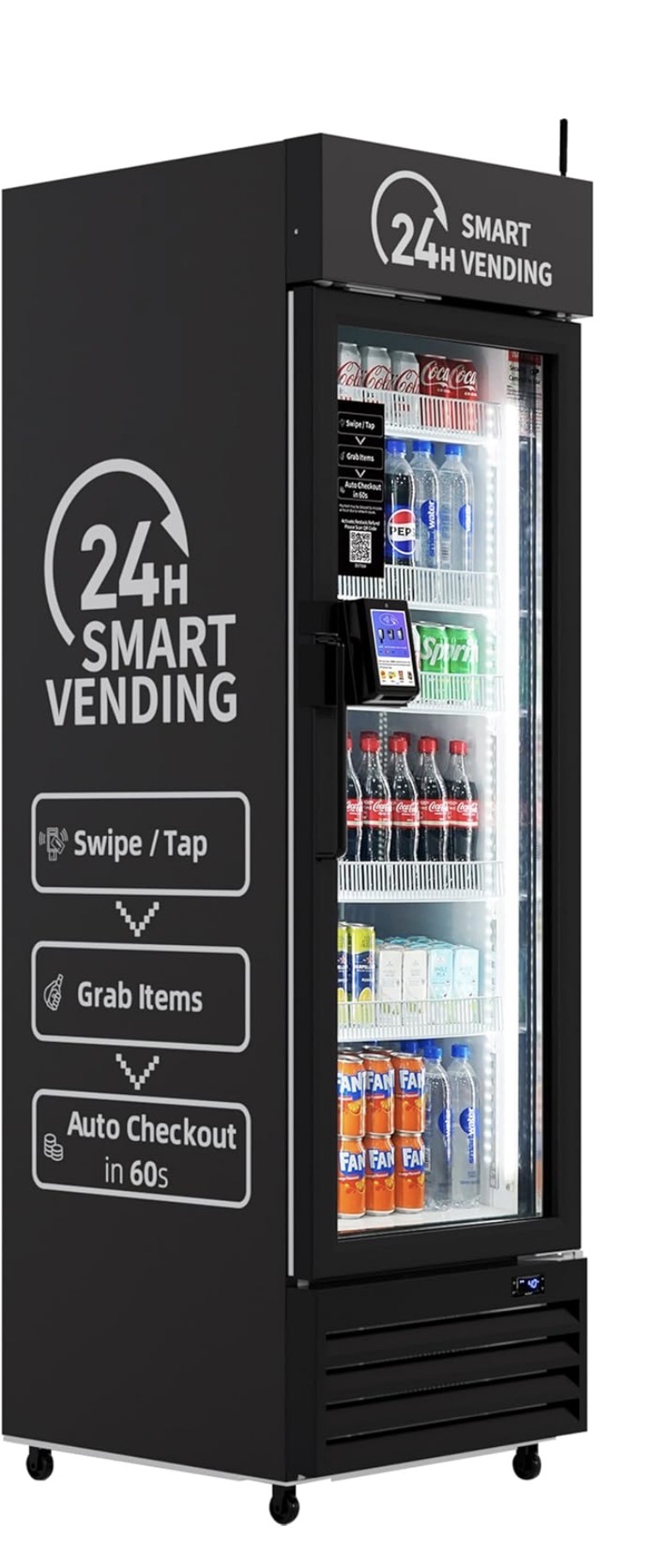Swipe or tap, grab your items, auto checkout in 60 seconds