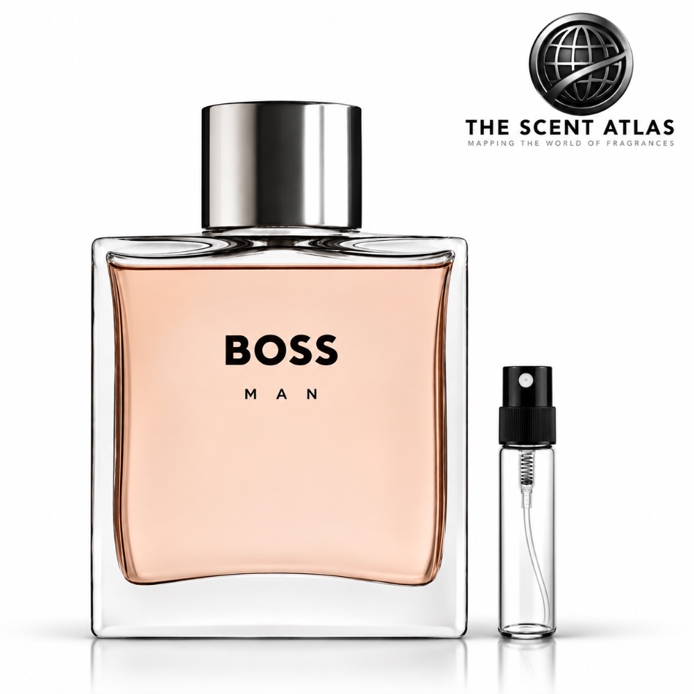 Hugo Boss Boss Man 5ml sample atomiser beside the retail bottle