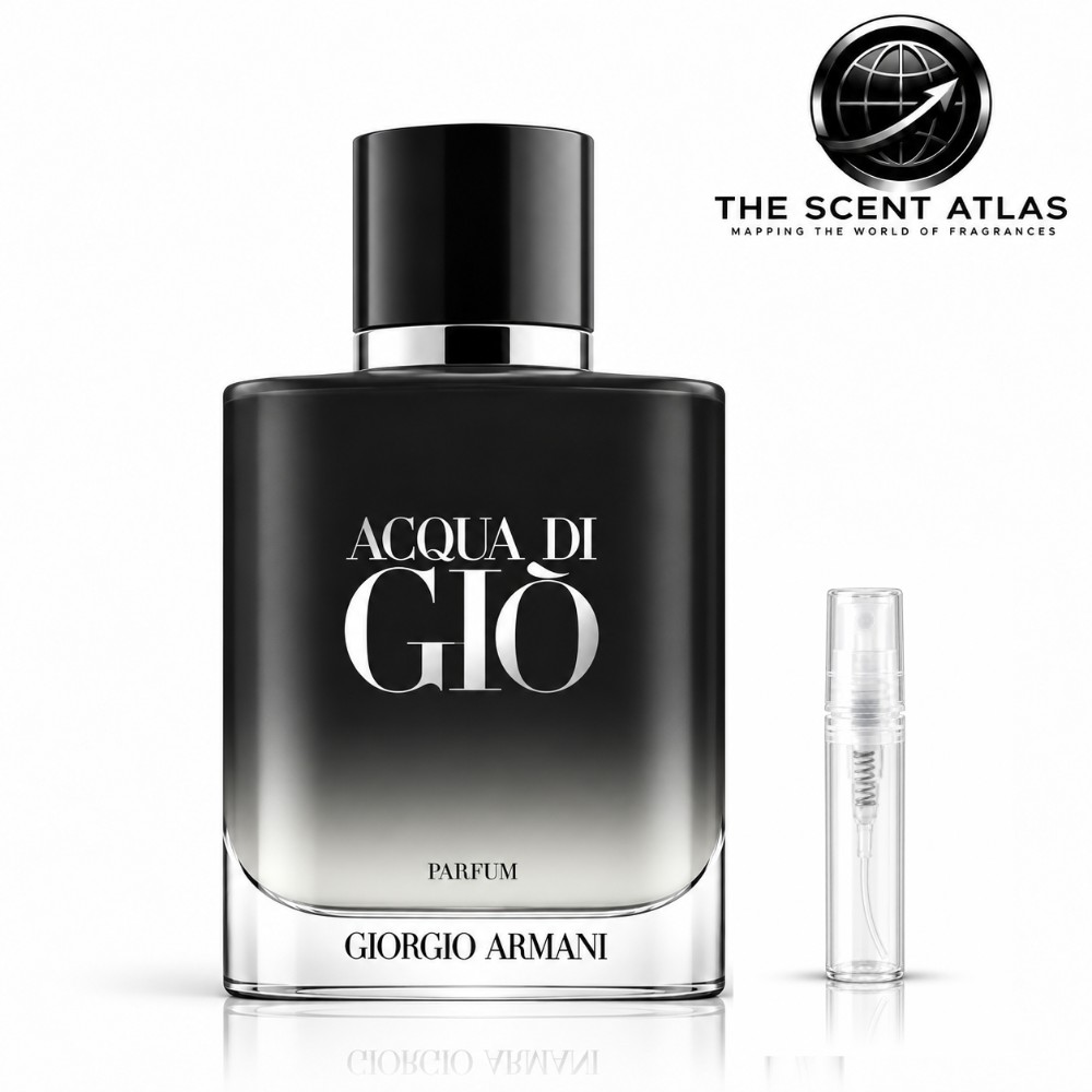 Giorgio Armani Acqua di Giò Parfum 2ml sample atomiser beside the retail bottle
