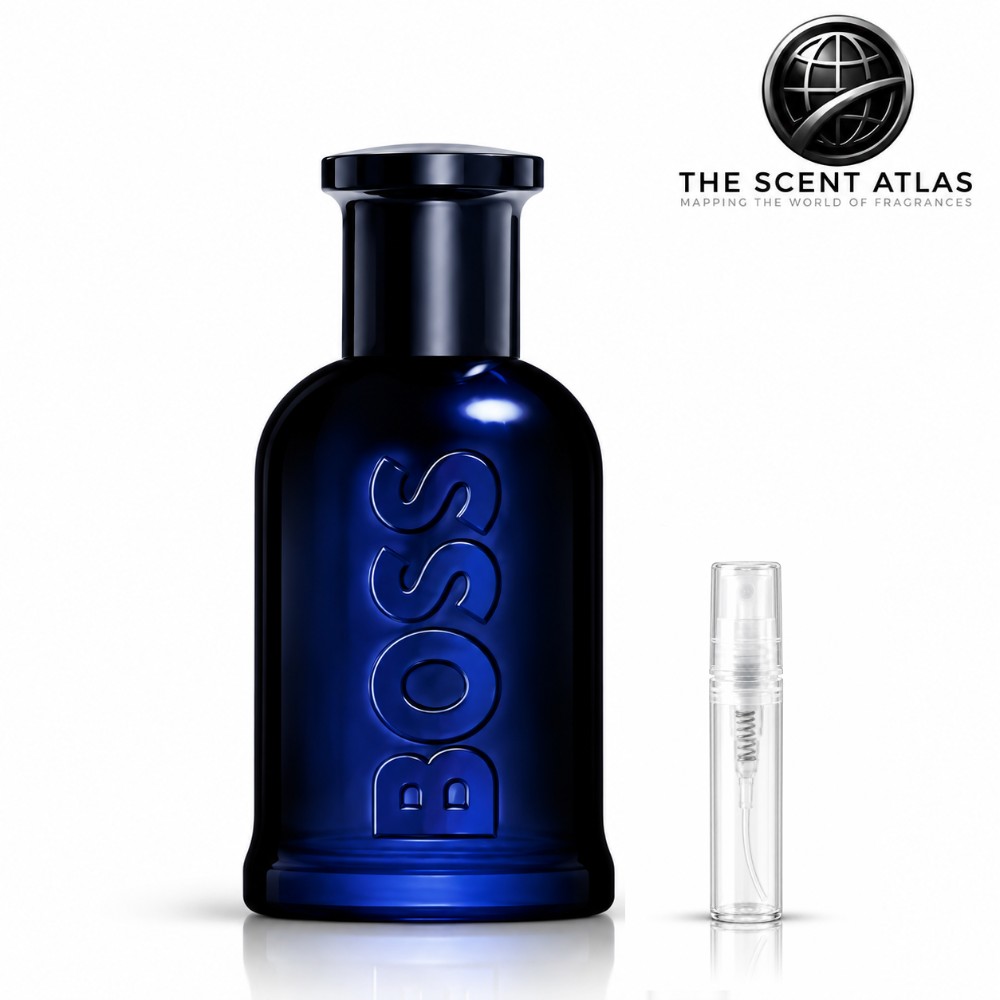 Hugo Boss Boss Bottled Infinite EDP 2ml sample atomiser beside the retail bottle