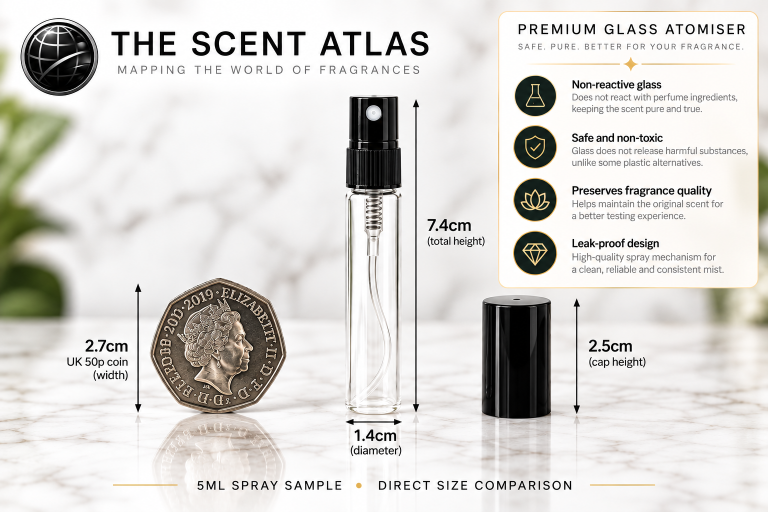 Chanel Bleu de Chanel EDP 5ml sample size and dimensions