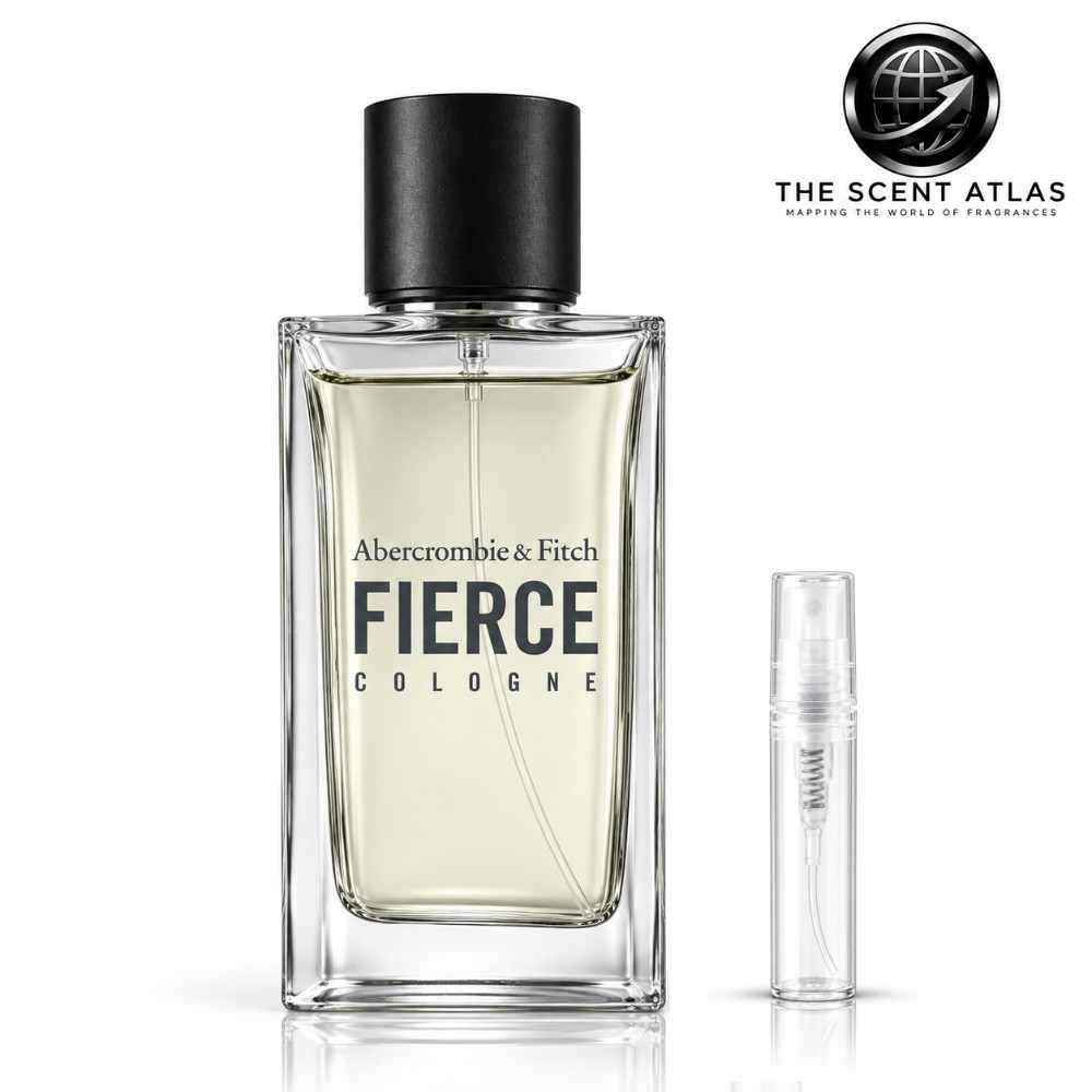 Abercrombie & Fitch Fierce 2ml sample atomiser beside the retail bottle
