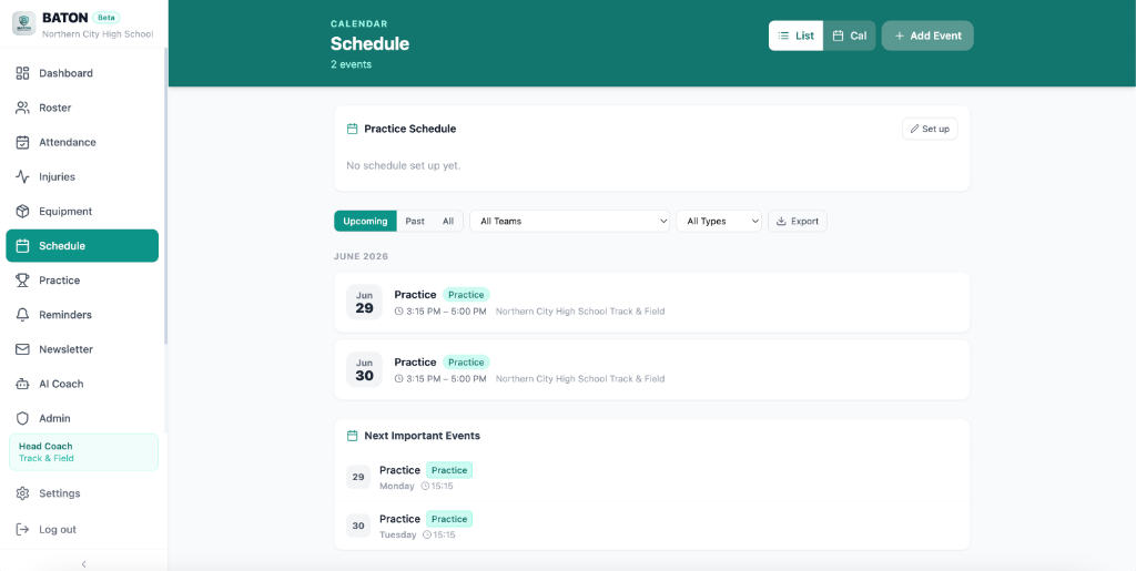 Scheduling screenshot 1