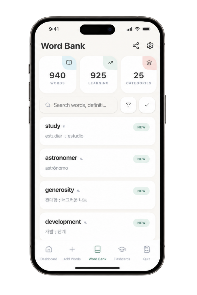Auto-Saved Word Bank