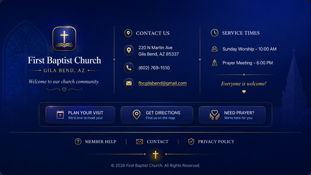 First Baptist Church Gila Bend Footer