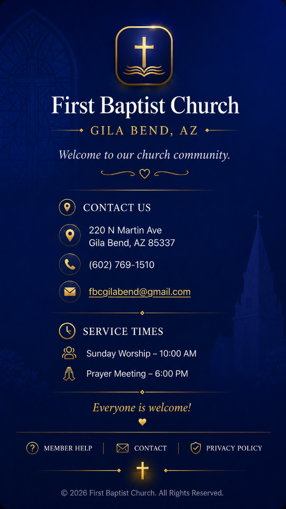 First Baptist Church Gila Bend Footer