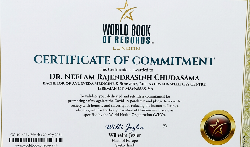 World Book of Records Certificate of Commitment
