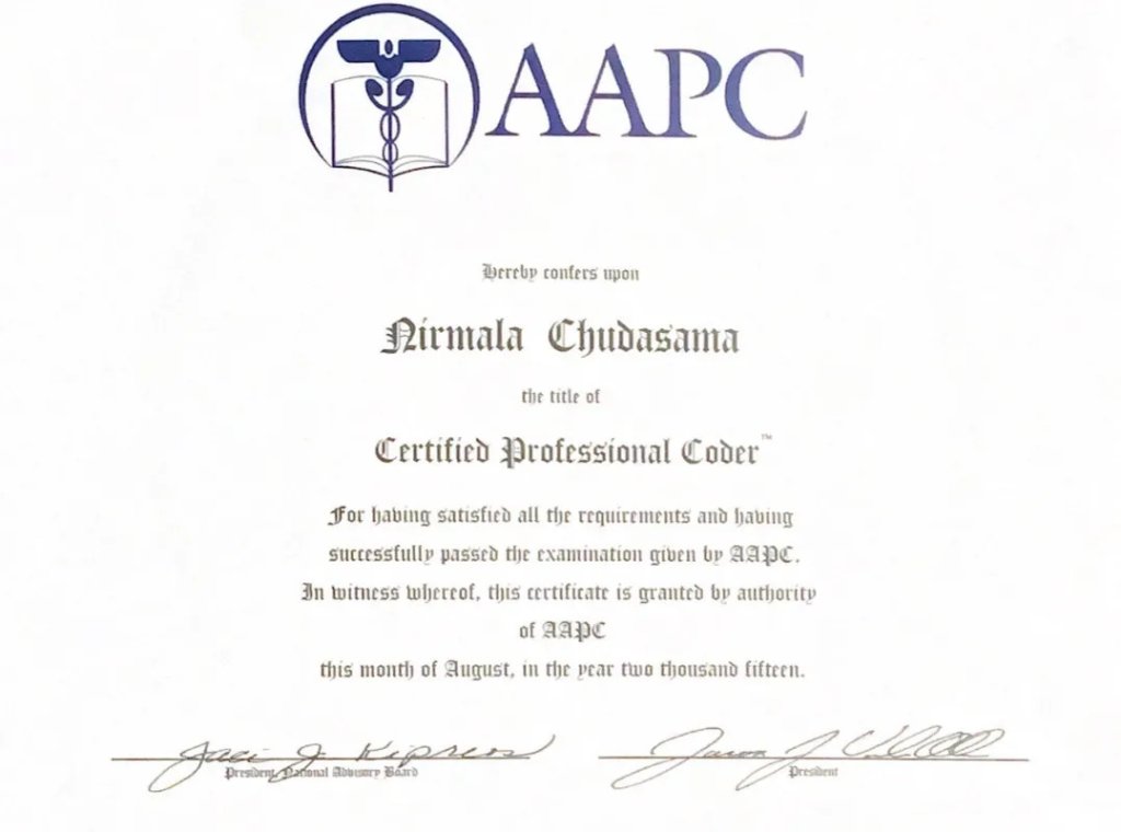 AAPC Certified Professional Coder Certificate