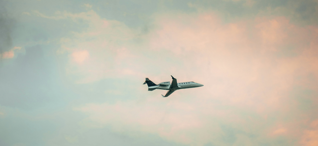 Private jet in flight