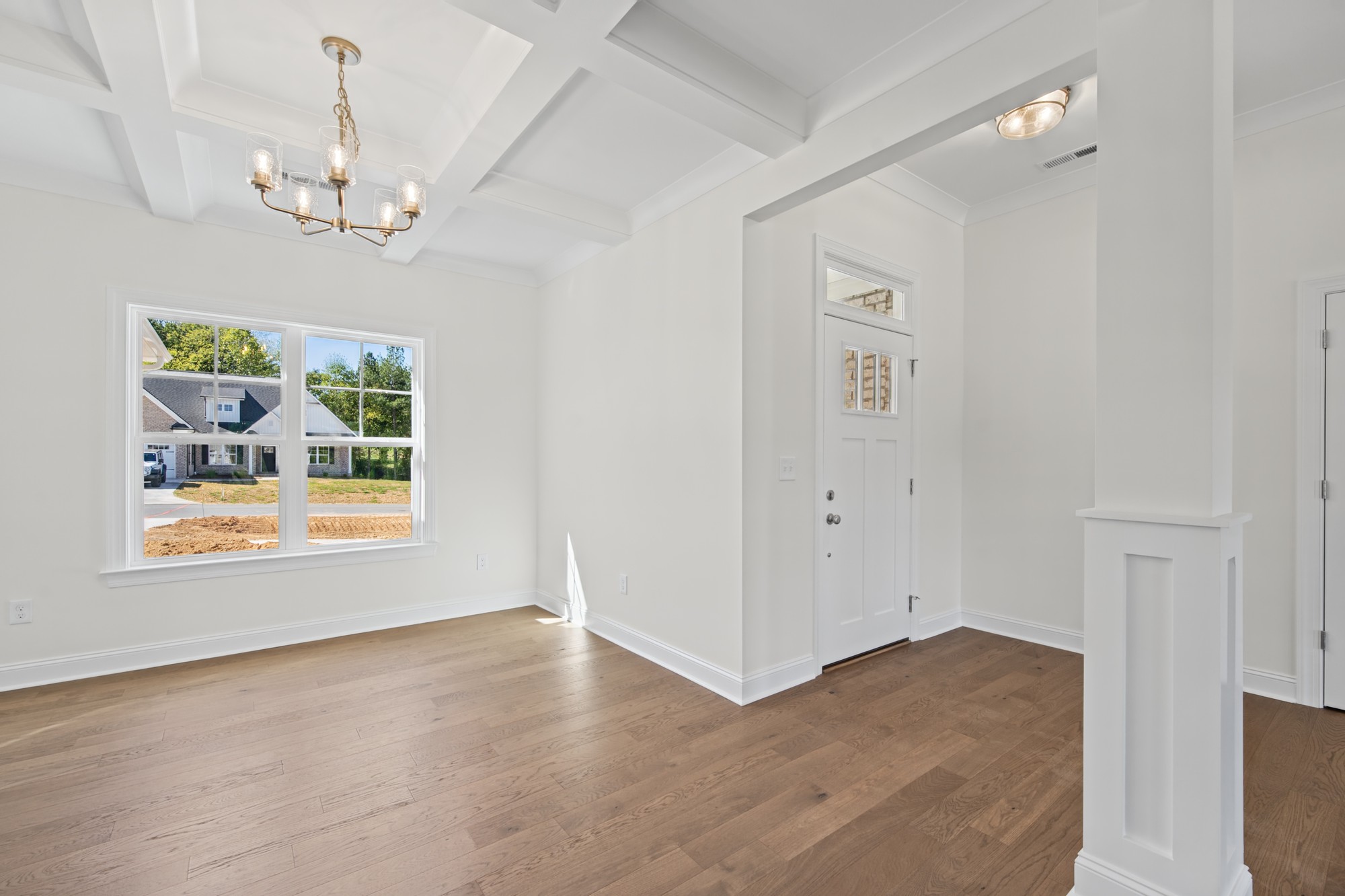 250 Cool Run - Foyer & Dining Area with Coffered Ceiling