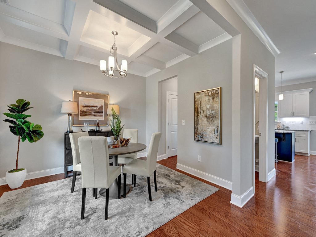 Dining room with view to kitchen